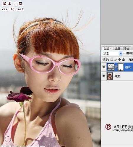 Photoshop 人物甜美的淡紫色