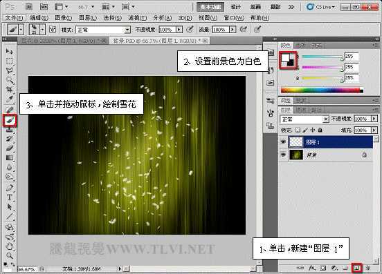 Photoshop CS5点状形态画笔打造炫彩雪花