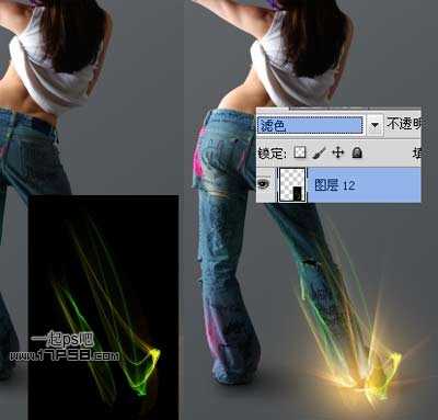 photoshop将美女图片合成动感的彩色光电效果