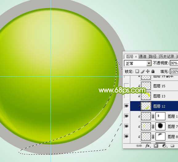 Photoshop设计制作一个漂亮的绿色水晶球按钮