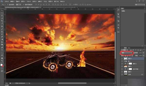 ps合成一辆超酷的火焰摩托车特效