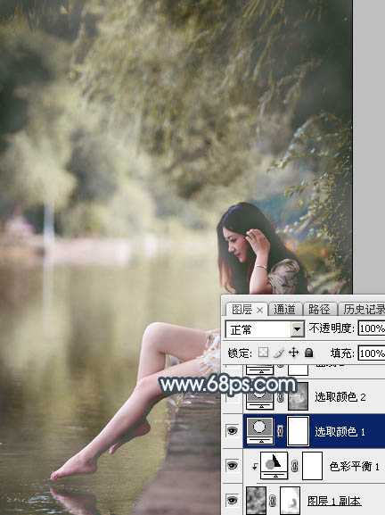 Photoshop调制出唯美的梦幻淡褐色水景人物图片