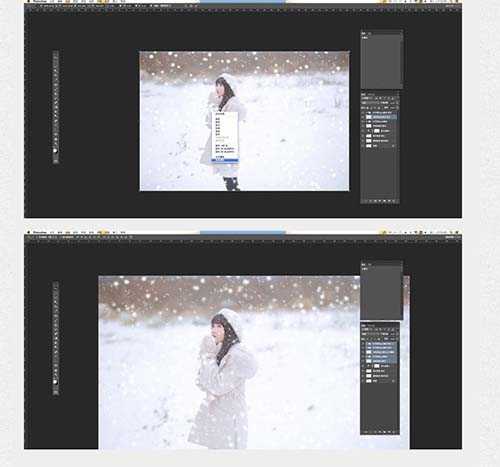 Photoshop给外景人像添加纯白梦幻的雪景效果