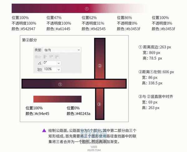 AI巧用渐变绘制炫彩俯瞰透视建筑插画